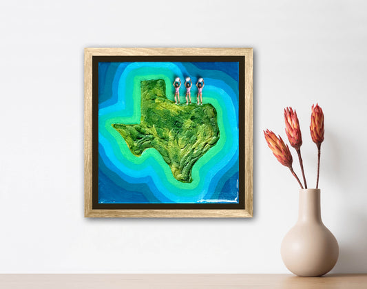 The Island of Texas: Girls Just Wanna Have Fun 6x6 Original Framed