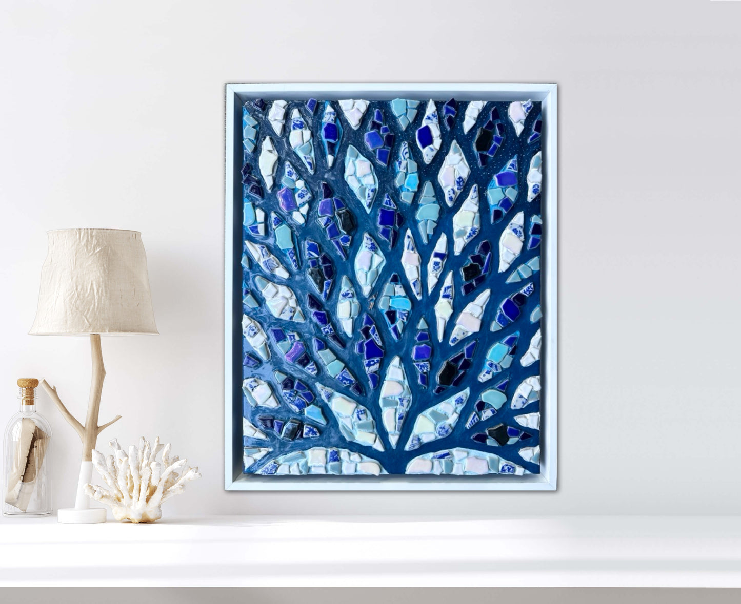 The Path is Blue Without You ll - 16x20in Mixed Media; Sand, Acrylic & Resin on Canvas Framed