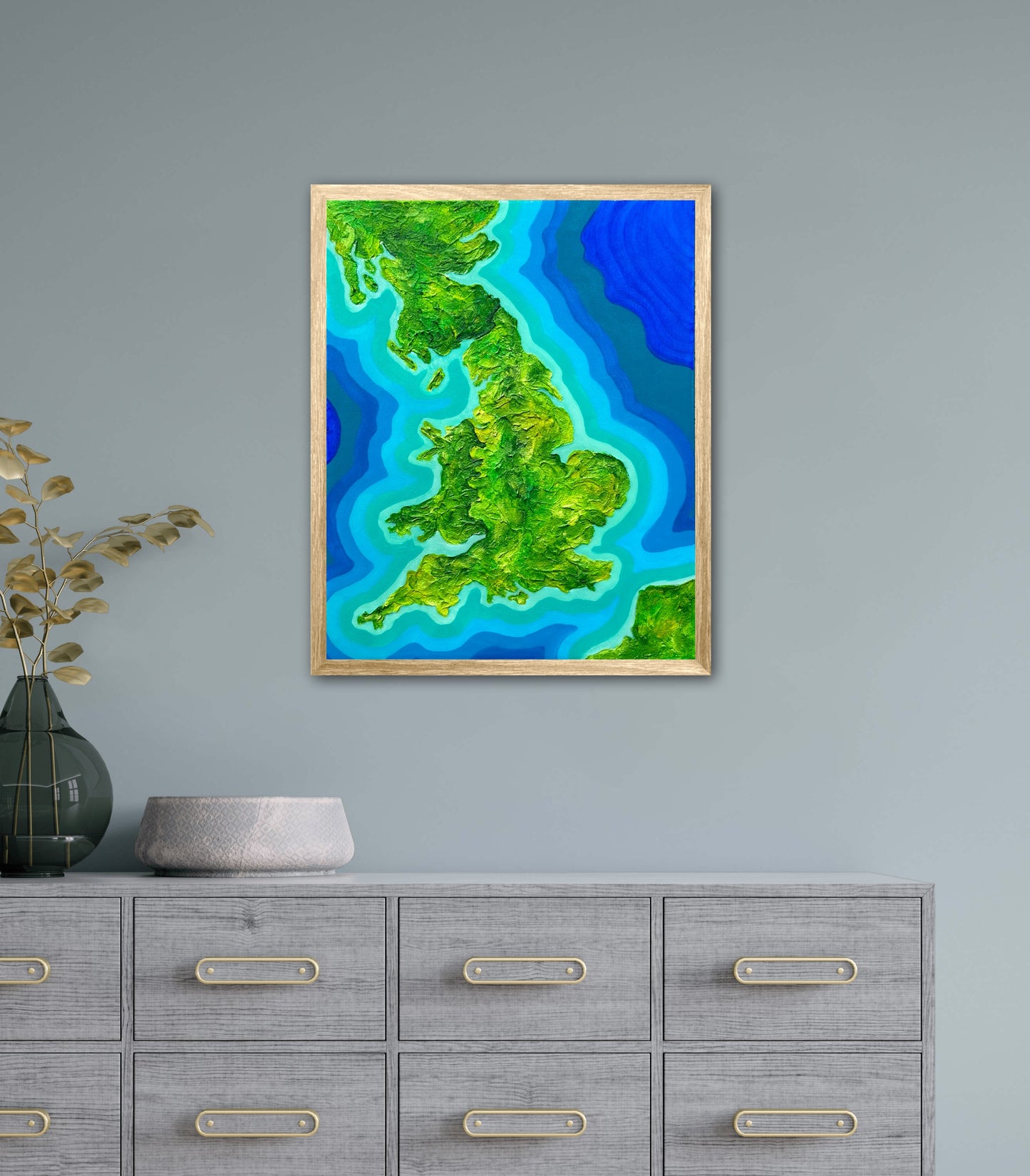 England 🏴󠁧󠁢󠁥󠁮󠁧󠁿🇬🇧 - 16x20 Fine Art Map made with Acrylic & Resin on Canvas