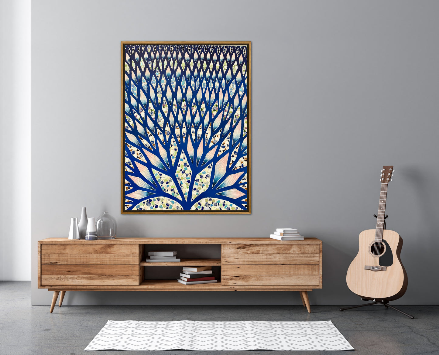 The Path to Inner Peace - 36x48in Mixed Media Textured Artwork Framed