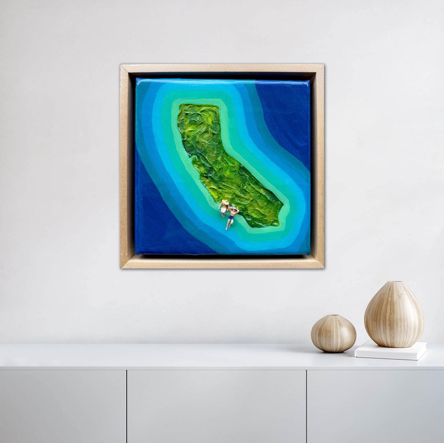 The Island of California: Just You & Me 6x6 Original Framed