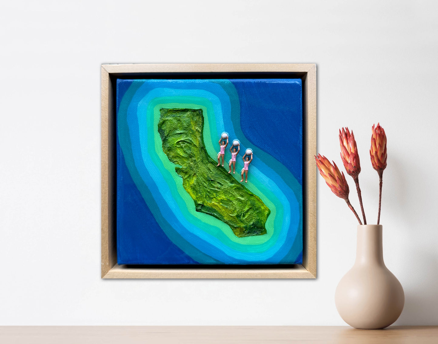 The Island of California: Girls Just Wanna Have Fun 6x6 Original Framed