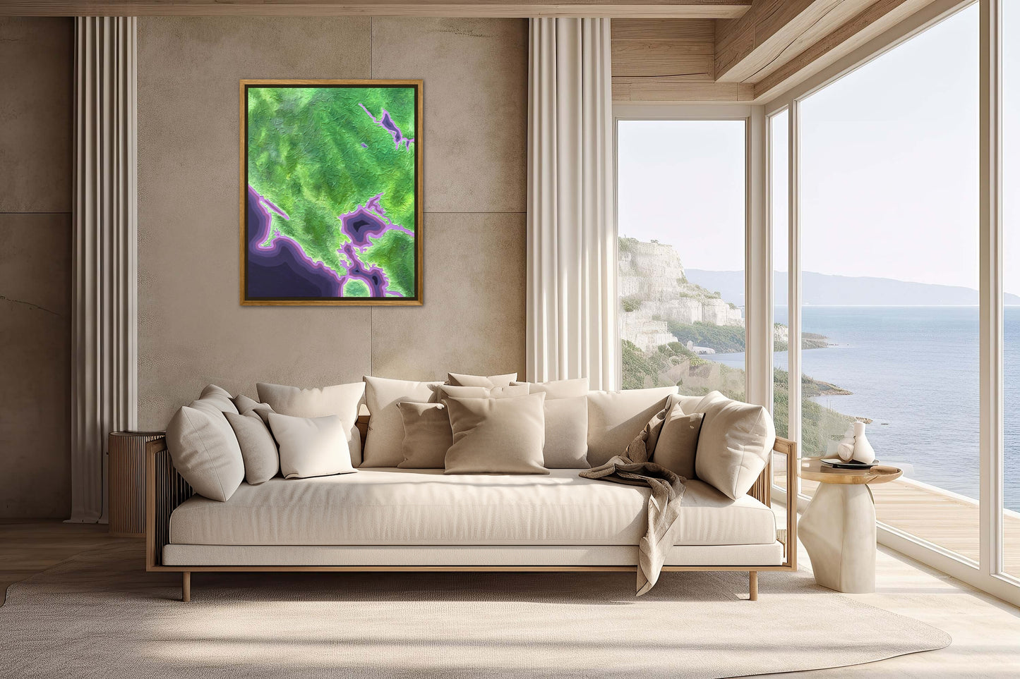 California Wine Country - 24x30in Fine Art Map made with Acrylic & Resin on Canvas Framed