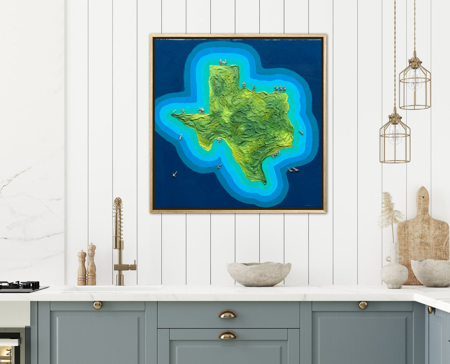 The Island of Texas 24x24in Original Framed