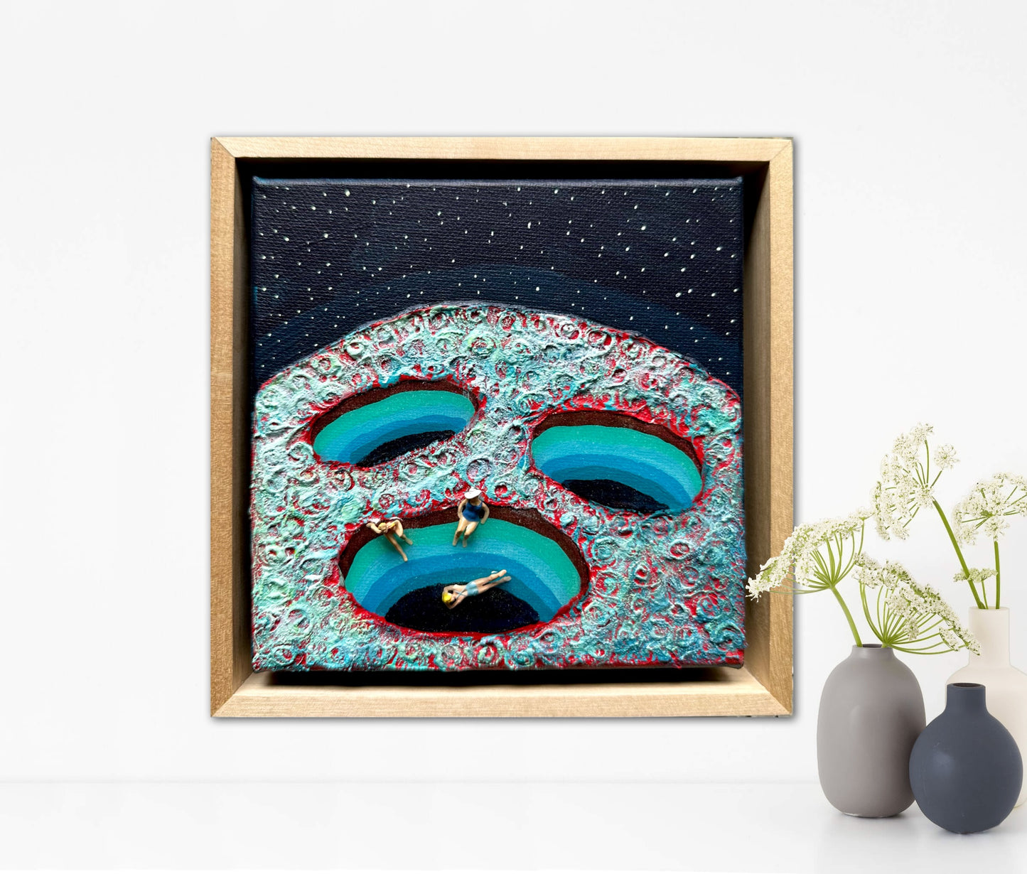 Vacation on Mars: Girl’s Trip 6x6 Original Framed