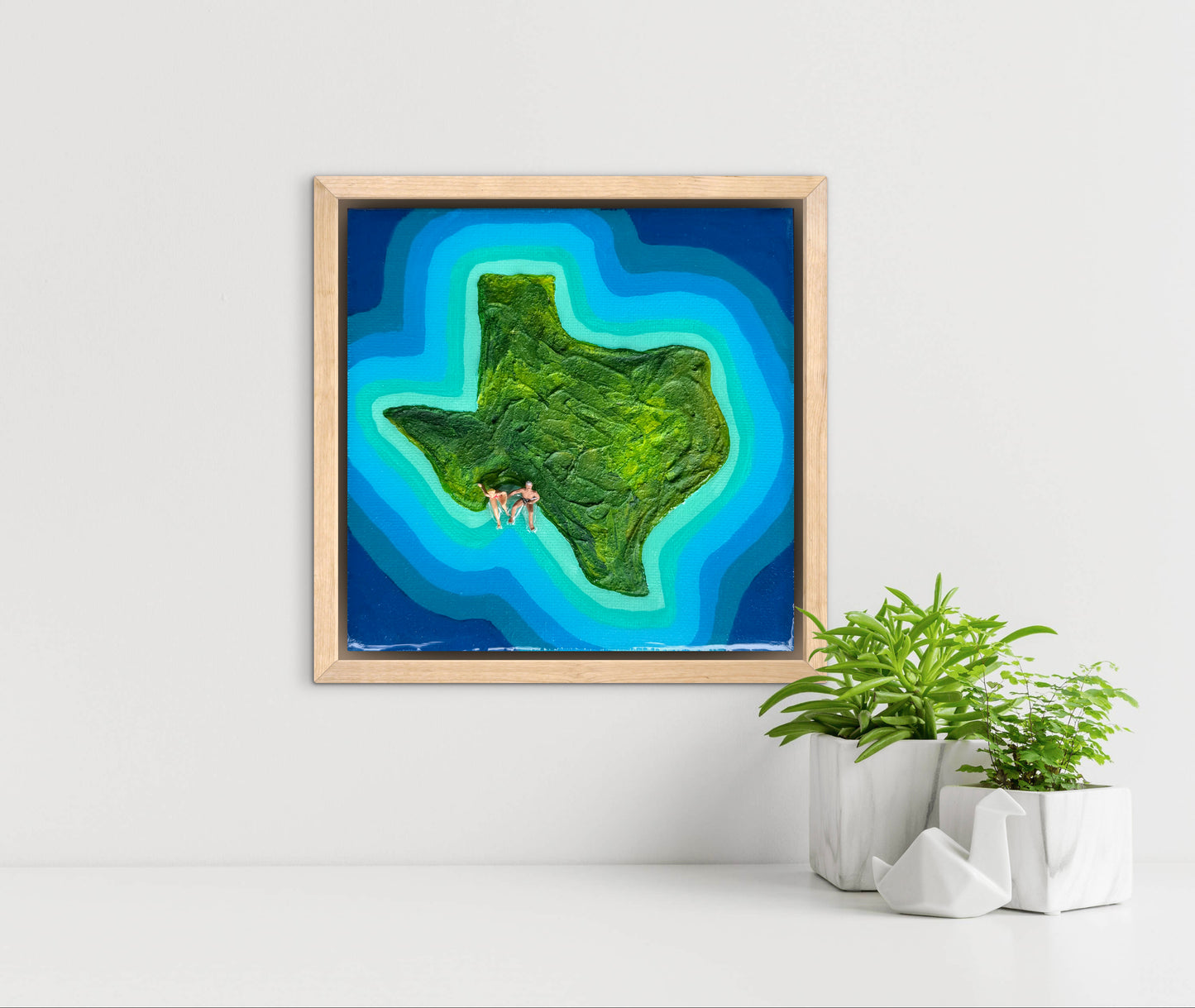 The Island of Texas: Just Us 6x6 Original Framed