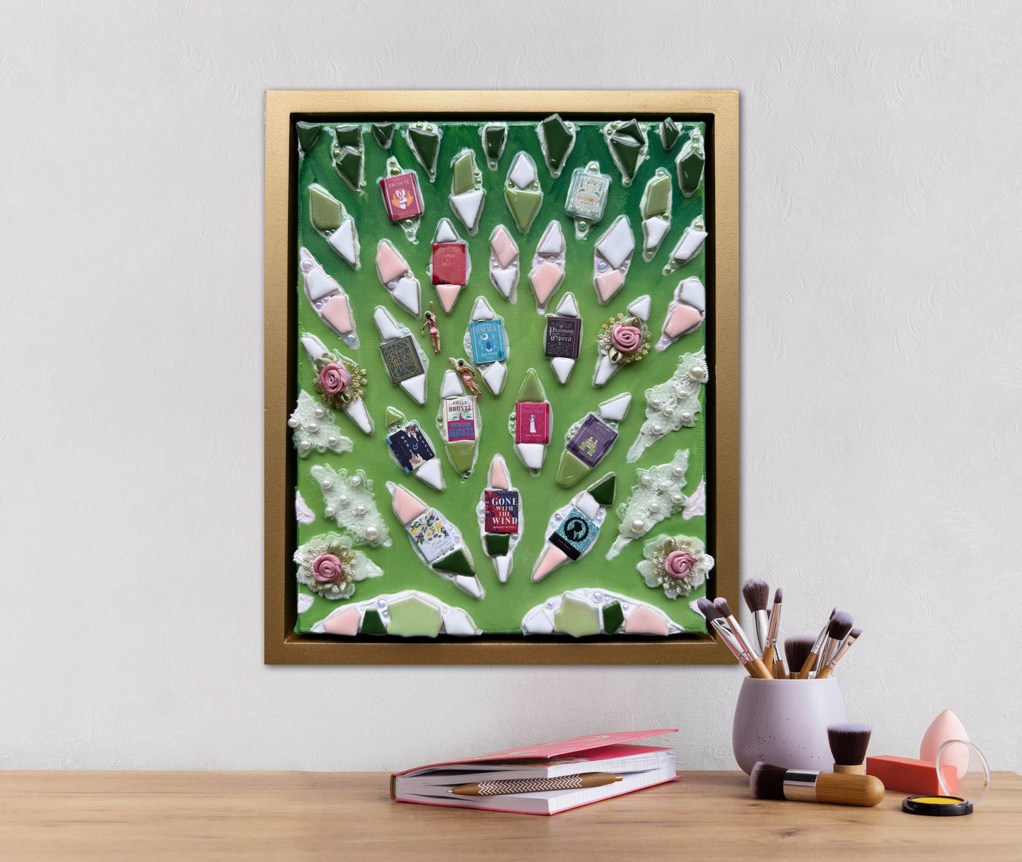 The Path to Romance - 8x10in Mixed Media; Sand, Acrylic & Resin on Canvas Framed