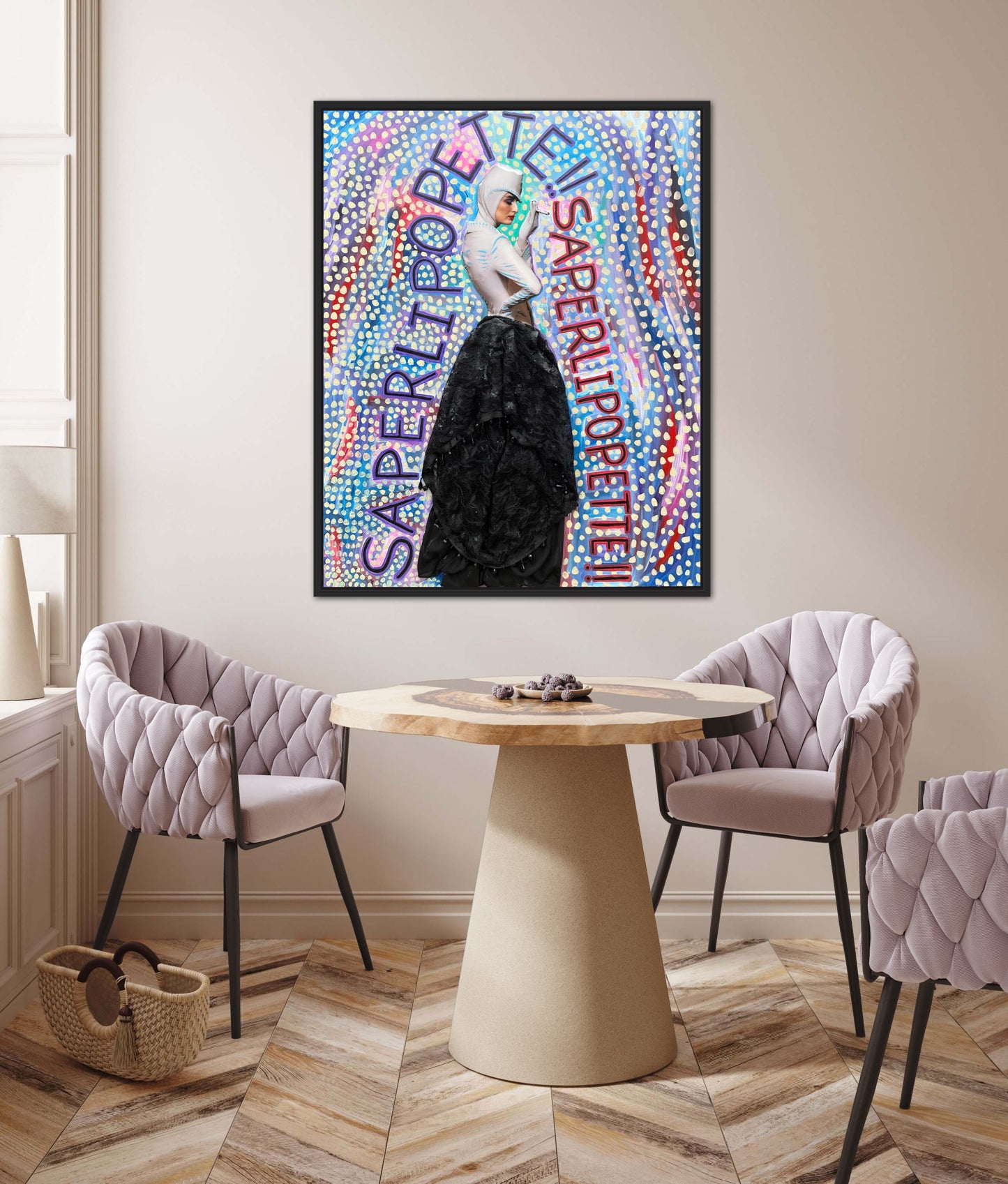 Vogue Reflections: “Salerlipopette!” 24x30in Original Mixed Media Artwork Framed