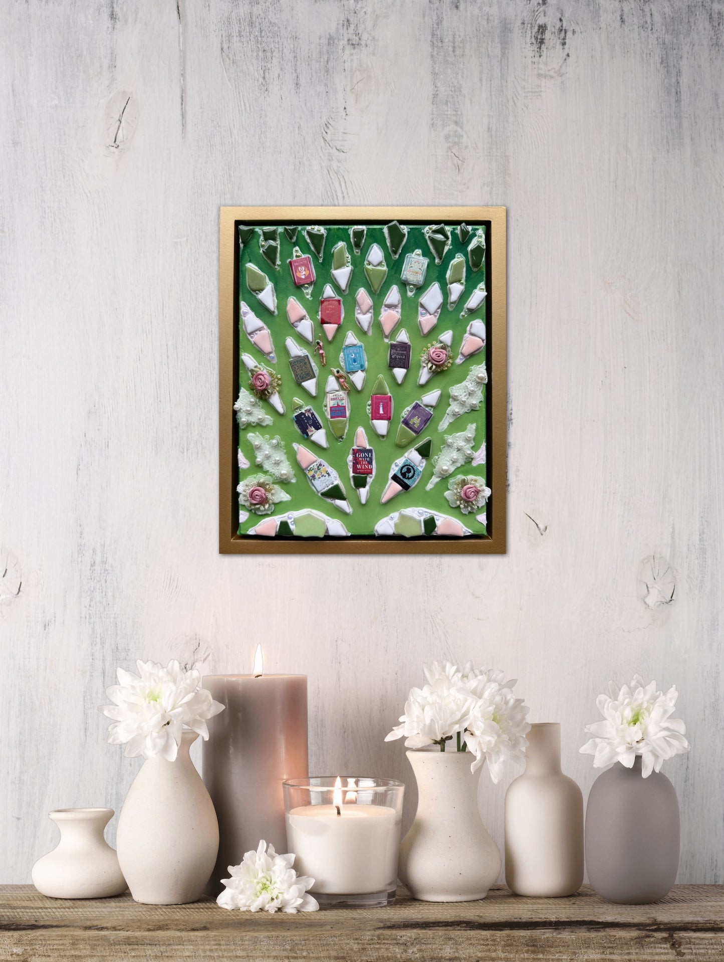 The Path to Romance - 8x10in Mixed Media; Sand, Acrylic & Resin on Canvas Framed