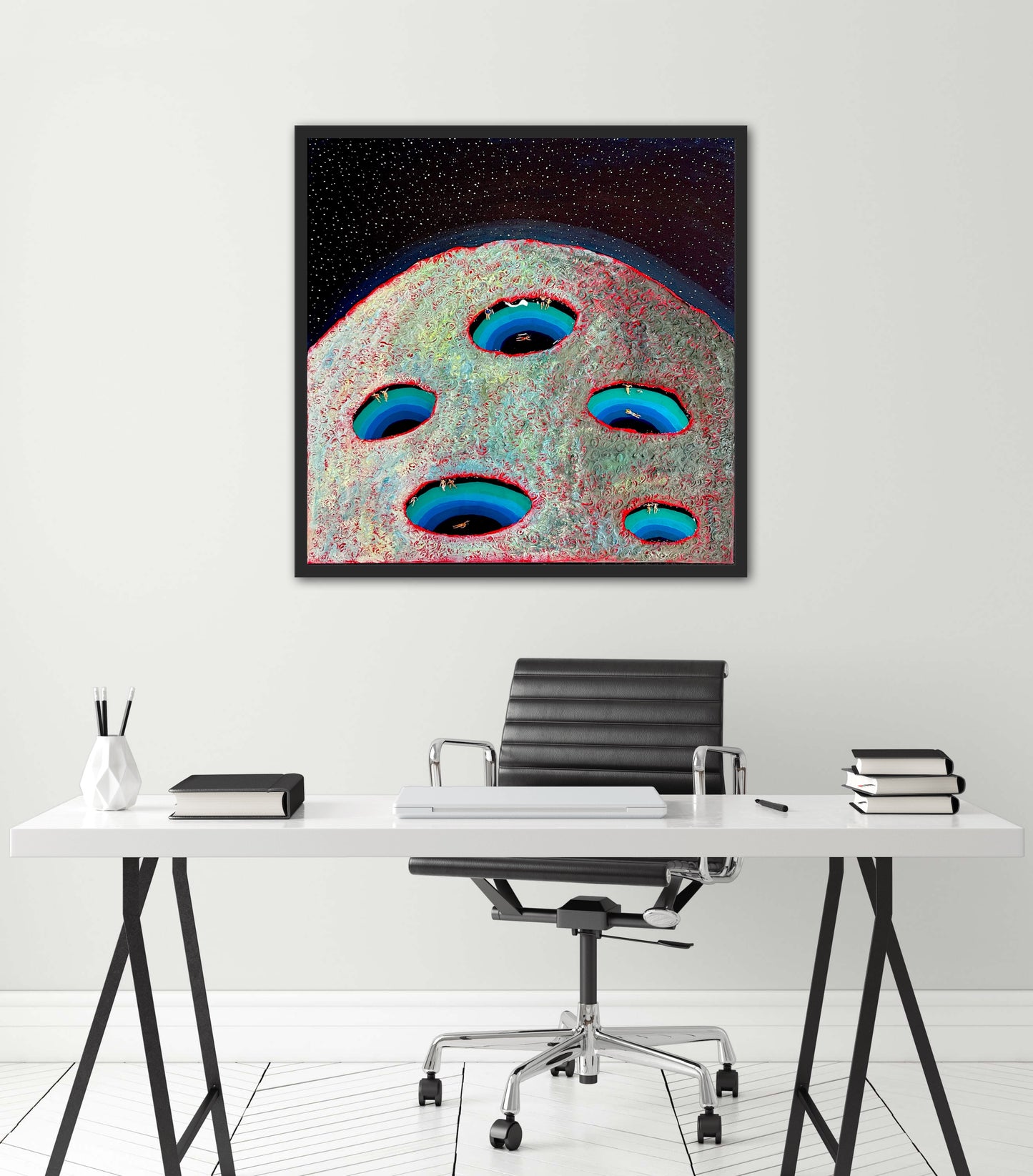 Vacation on Mars 24x24in Original Framed - Featured in Colossal Magazine