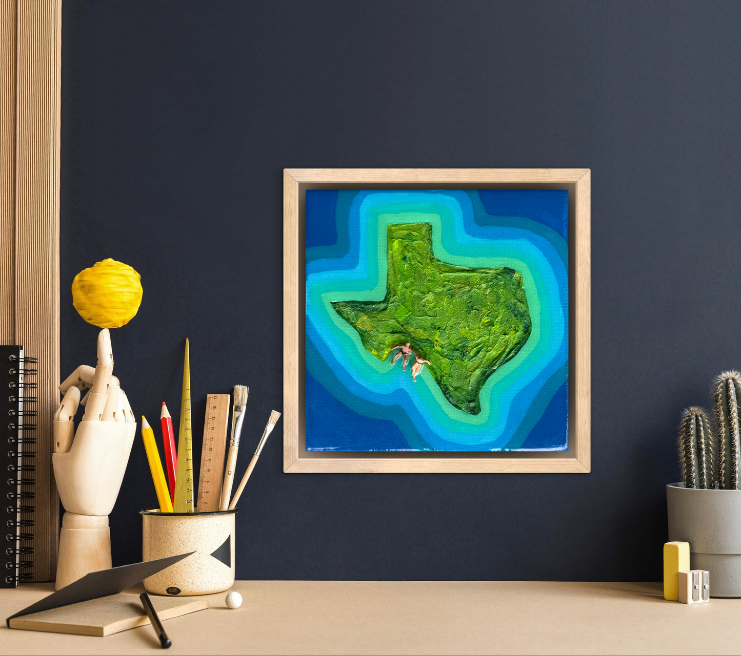 The Island of Texas: Just Us 6x6 Original Framed