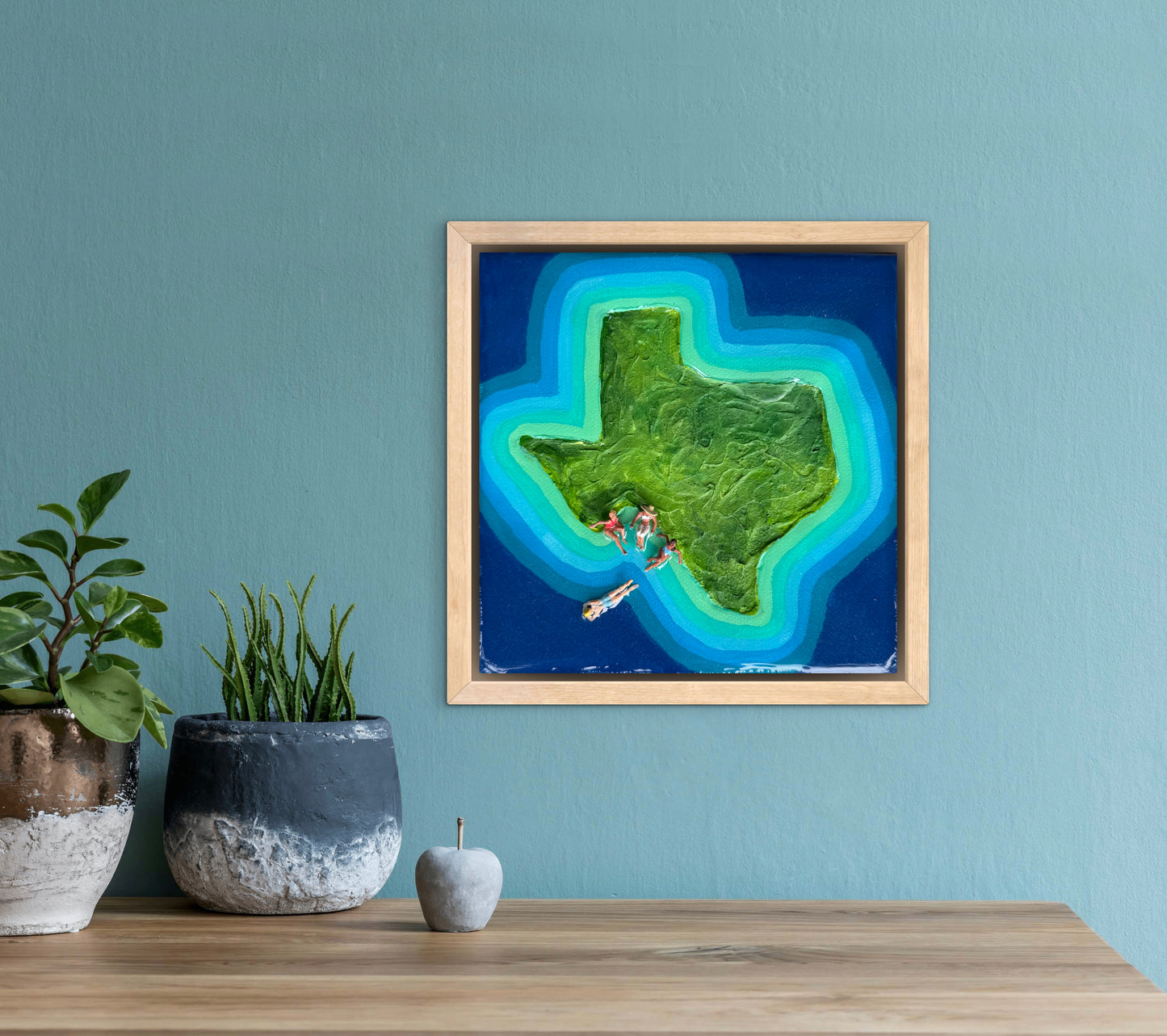 The Island of Texas: Girls Trip 6x6 Original Framed