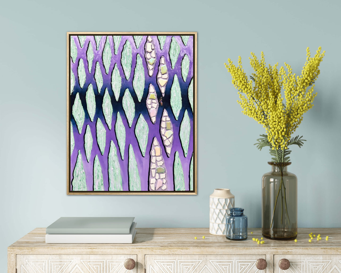 The Path Through the Darkness - 16x20in Mixed Media; Sand, Acrylic & Resin on Canvas Framed