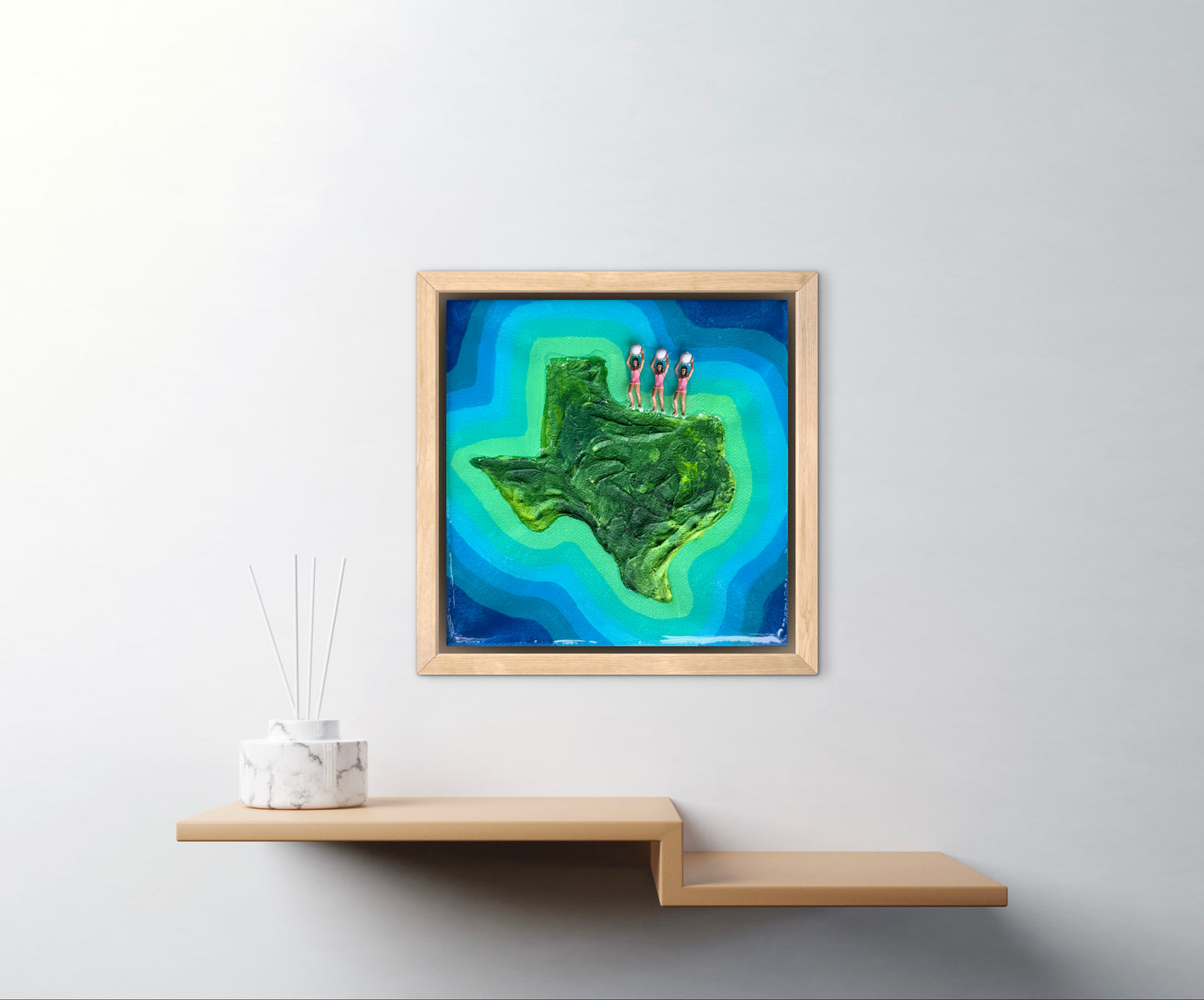 The Island of Texas: Girls Just Wanna Have Fun! 6x6 Original Framed