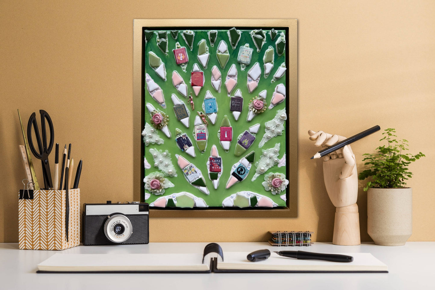 The Path to Romance - 8x10in Mixed Media; Sand, Acrylic & Resin on Canvas Framed