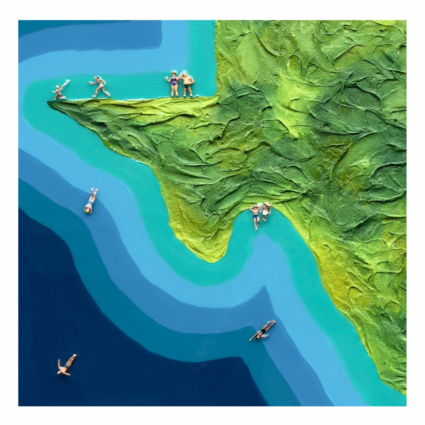 The Island of Texas 24x24in Original Framed