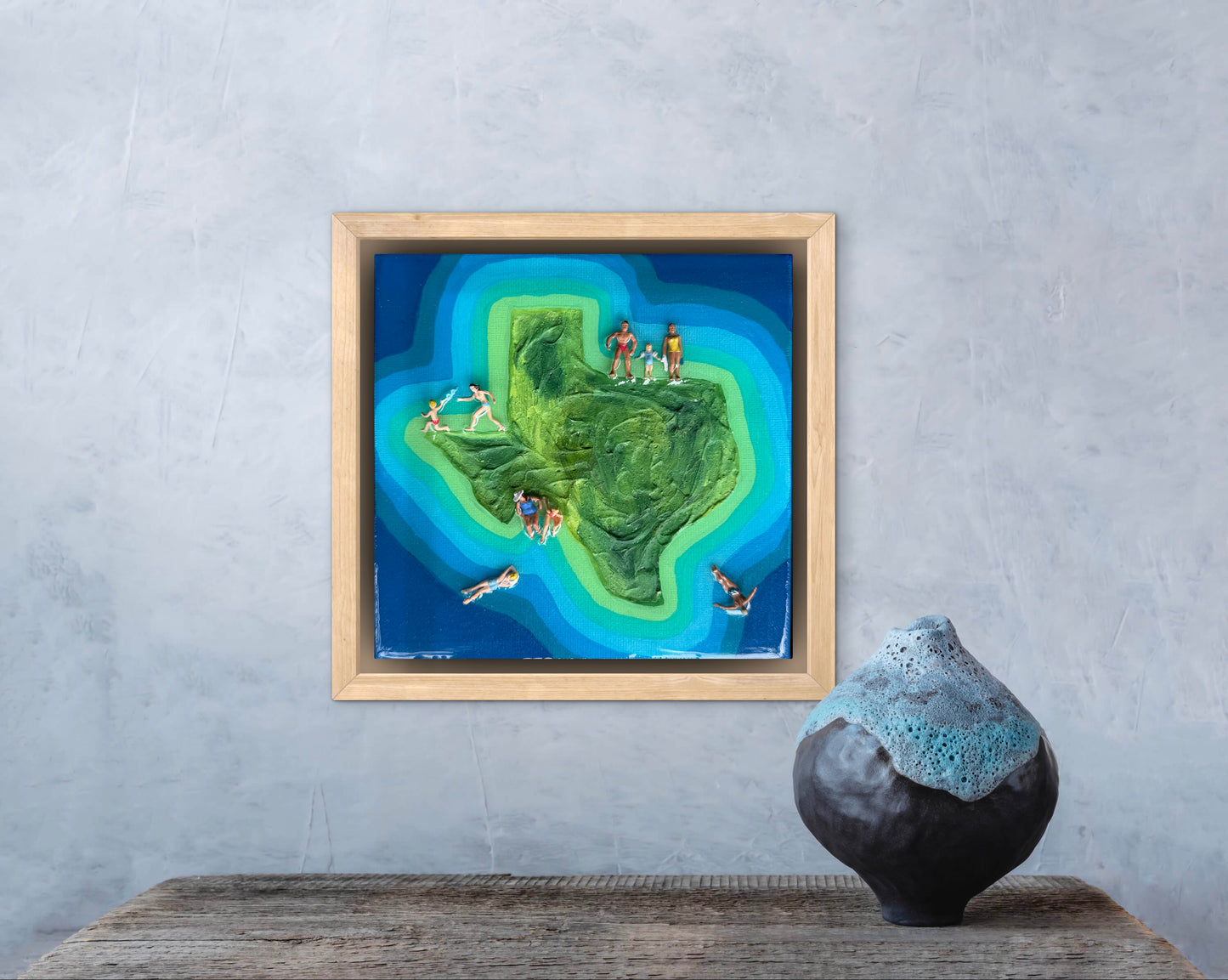 The Island of Texas: Better Together 6x6 Original Framed
