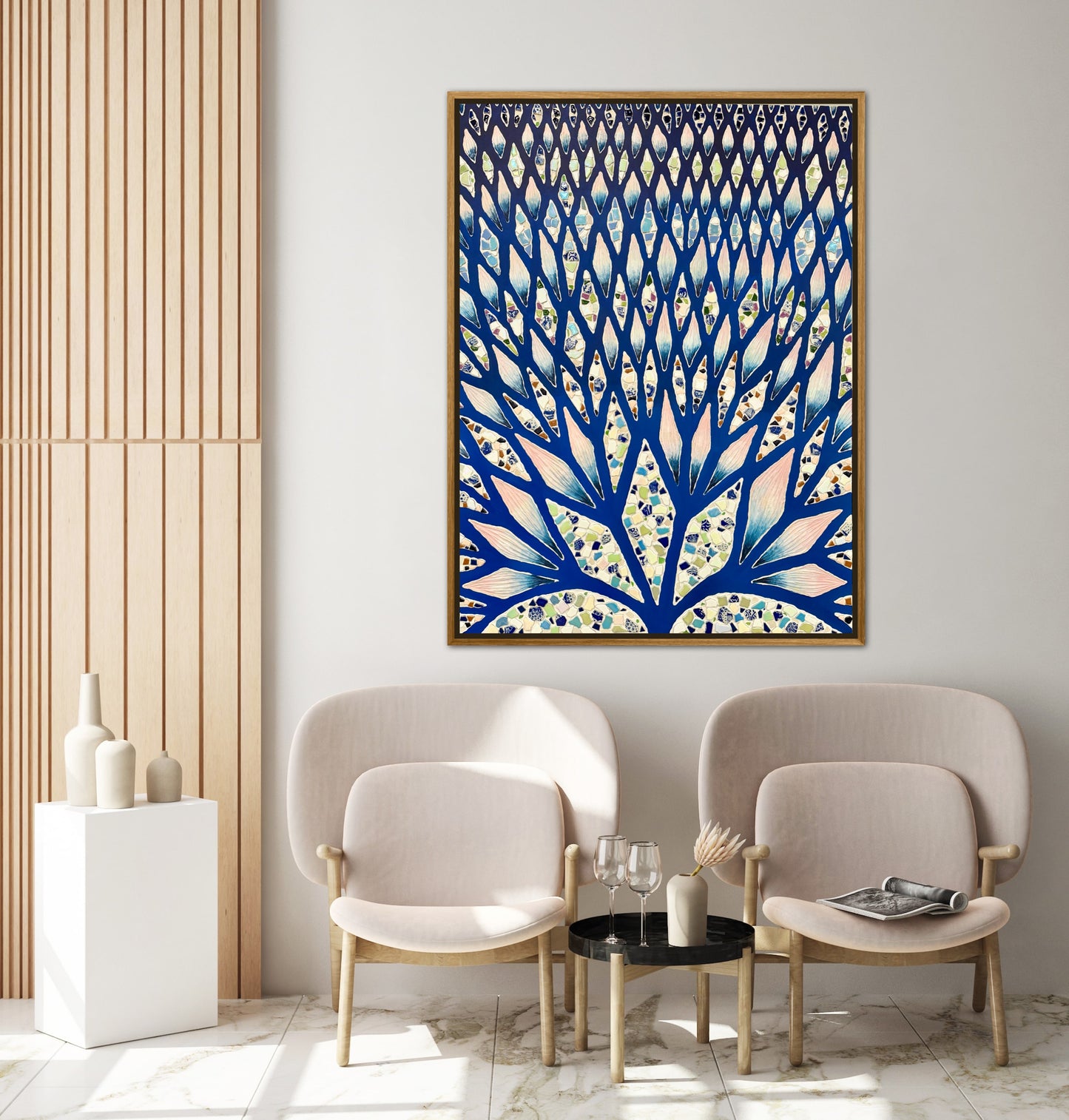 The Path to Inner Peace - 36x48in Mixed Media Textured Artwork Framed