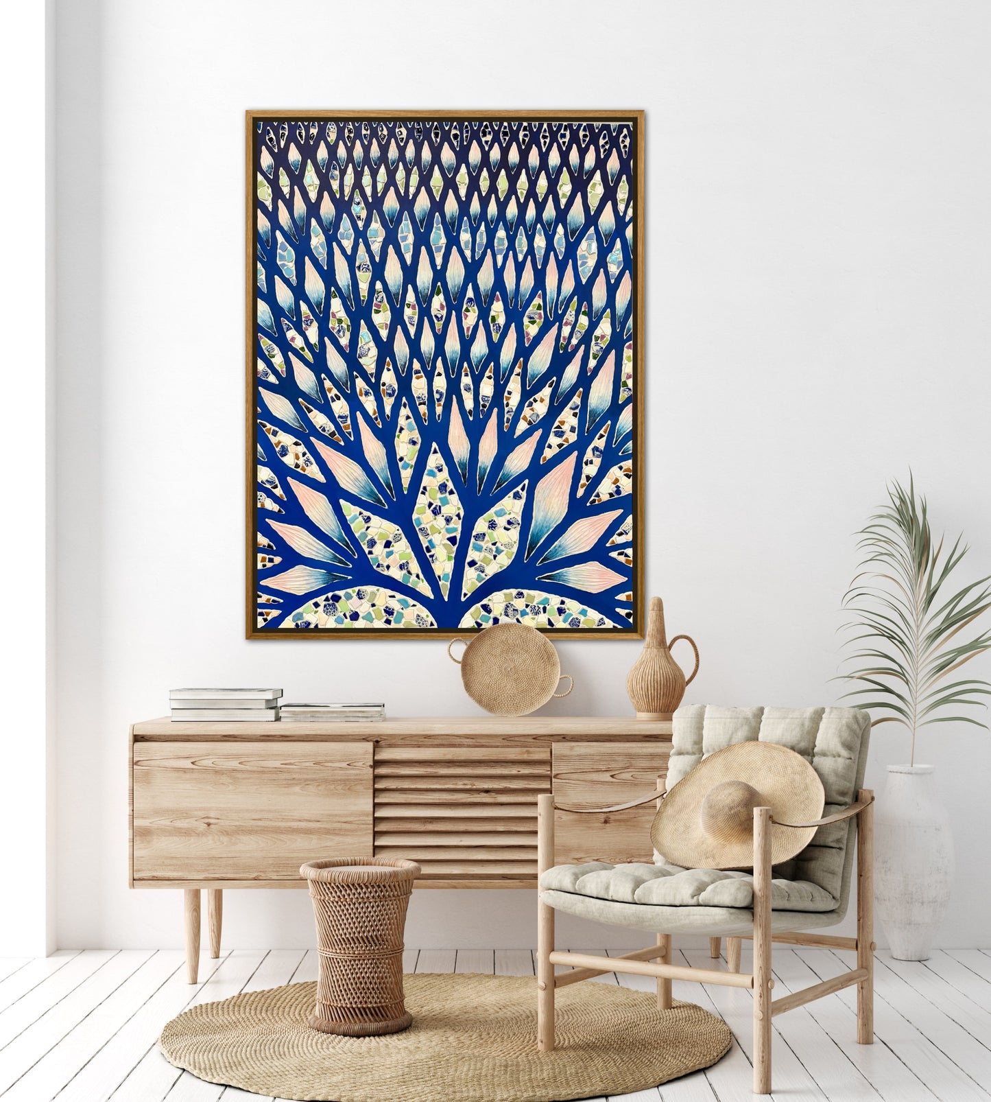 The Path to Inner Peace - 36x48in Mixed Media Textured Artwork Framed
