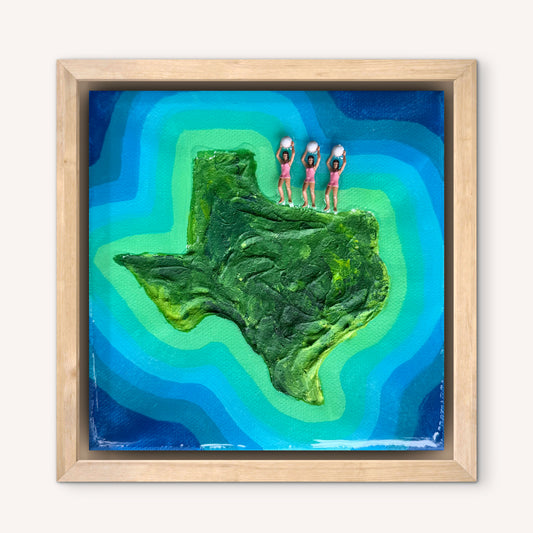 The Island of Texas: Girls Just Wanna Have Fun! 6x6 Original Framed