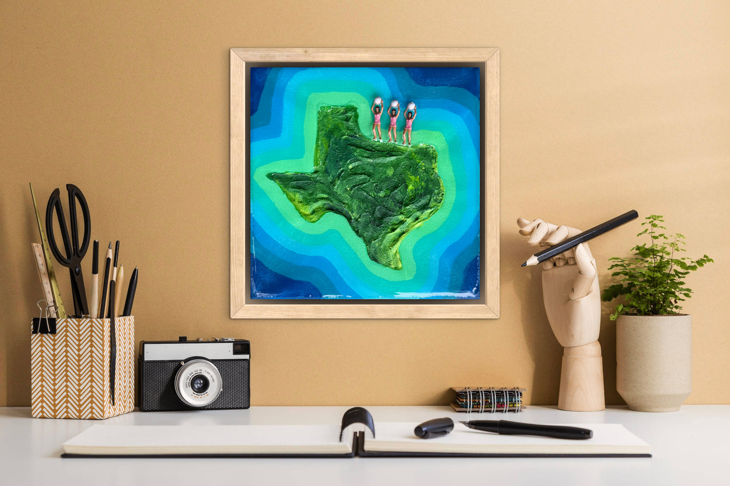 The Island of Texas: Girls Just Wanna Have Fun! 6x6 Original Framed