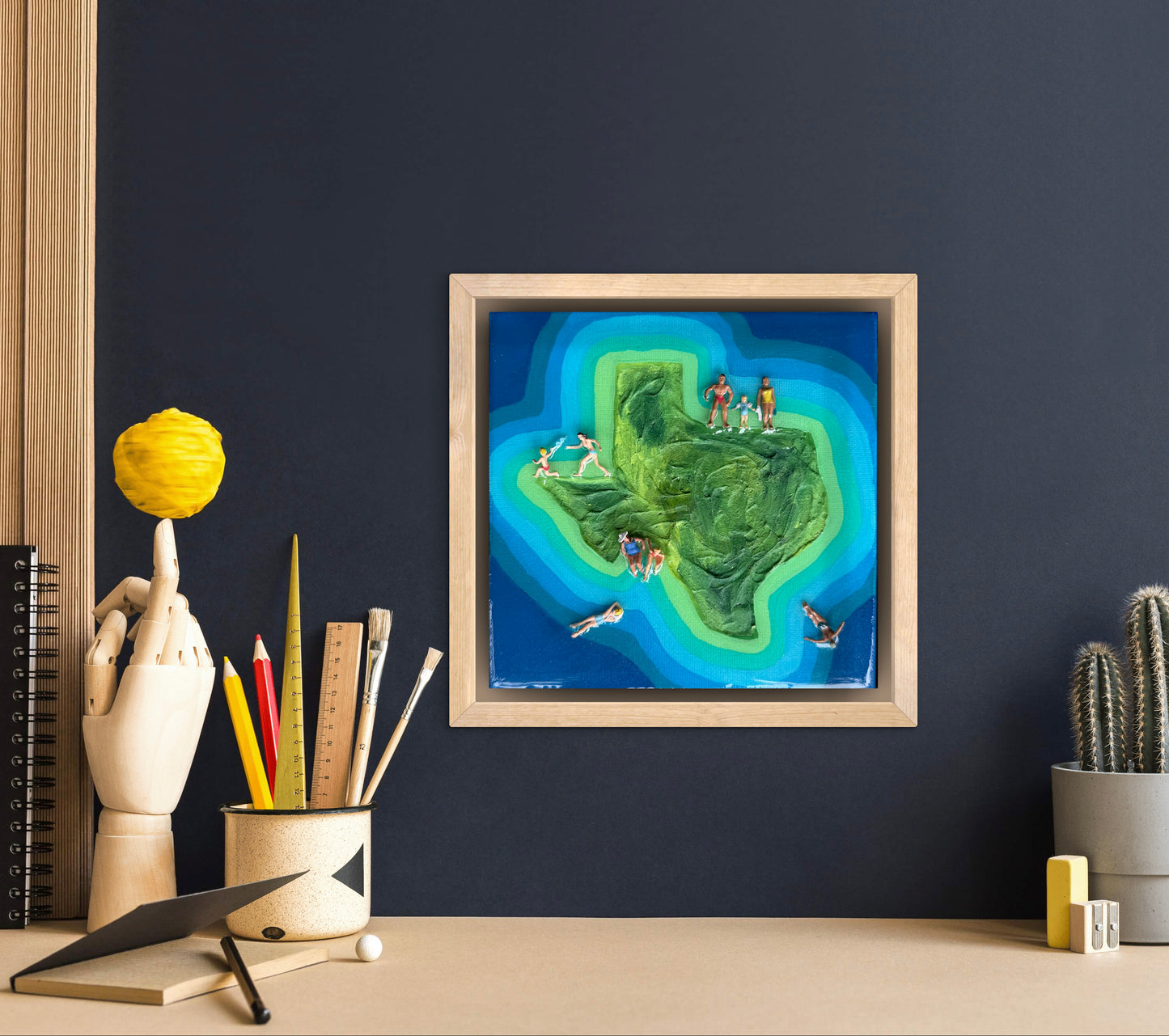 The Island of Texas: Better Together 6x6 Original Framed