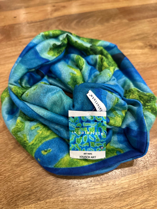 Explore the World Art Map Infinity Scarf - Cozy, Soft Knit