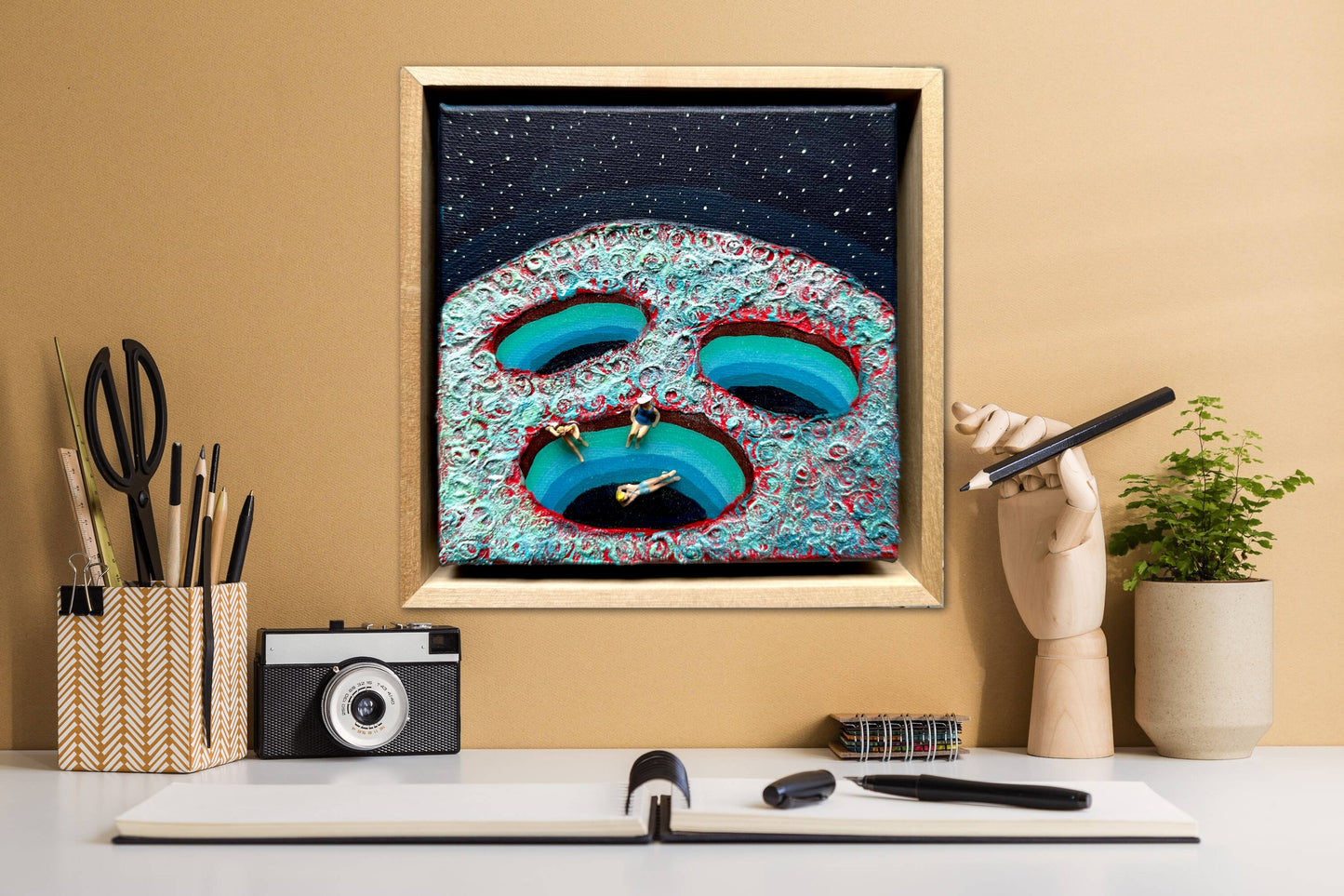 Vacation on Mars: Girl’s Trip 6x6 Original Framed
