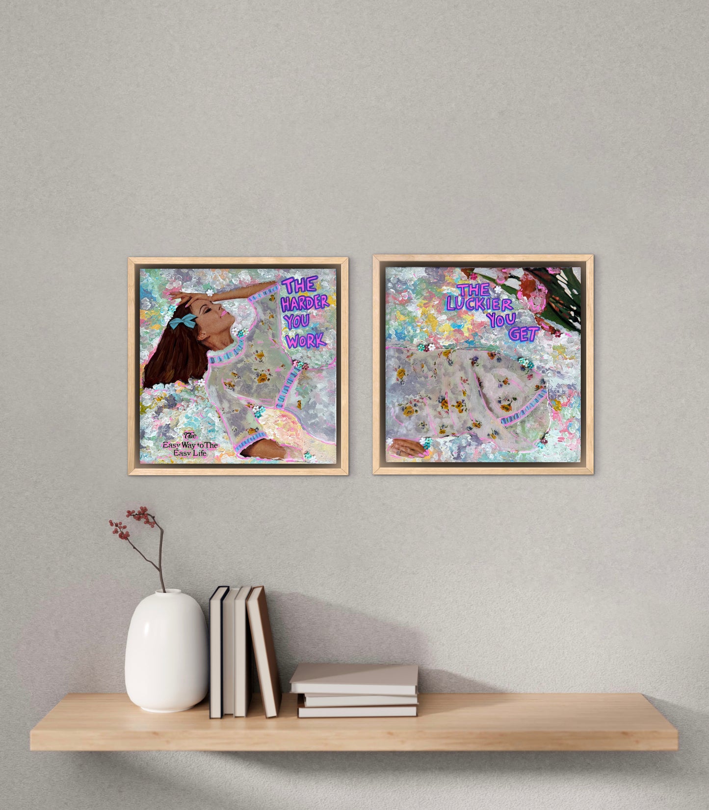 The Harder I Work, The Luckier I Get - 12x24in (2-12x12) Acrylic & Resin on Canvas