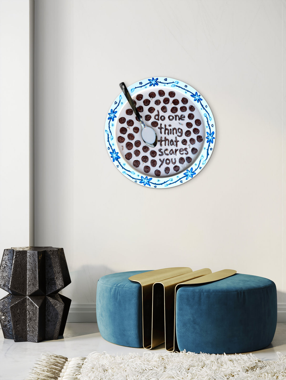 Wisdom for Breakfast: Cocoa Puffs for Eleanor Roosevelt - 20x20in Mixed Media