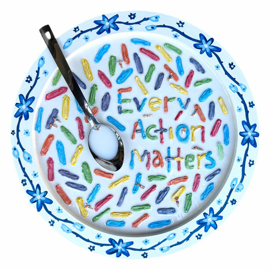 Wisdom for Breakfast: Fruity Pebbles for Jane Goodall - 20x20in Mixed Media