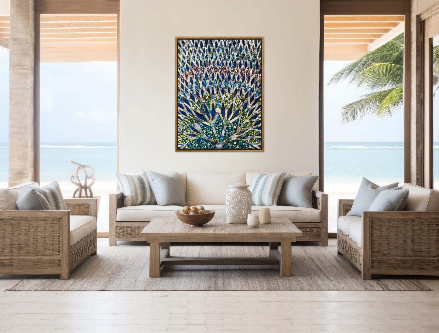 The Path to Paradise - 36x48in Mixed Media Textured Artwork Framed