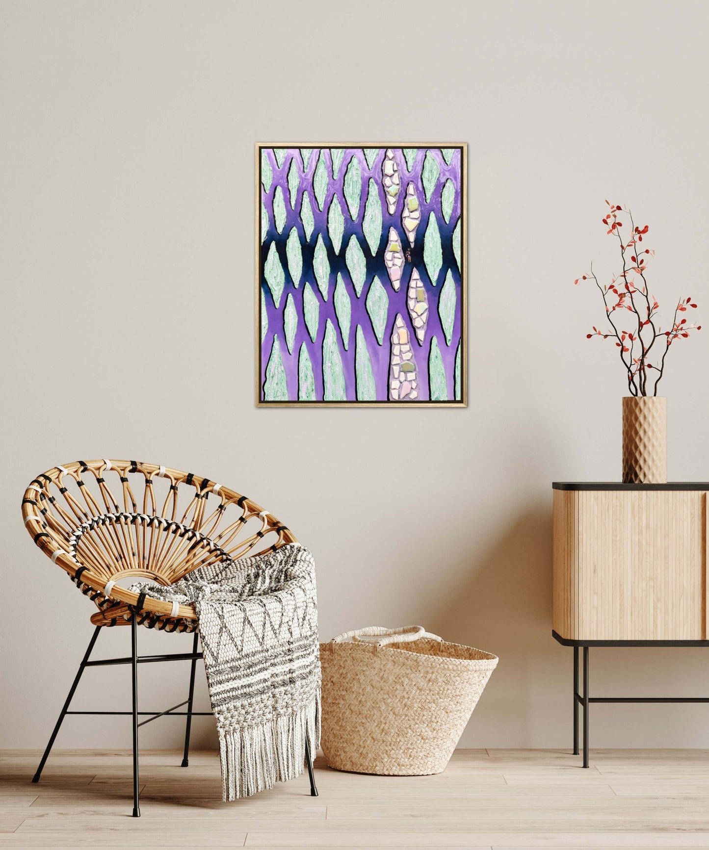 The Path Through the Darkness - 16x20in Mixed Media; Sand, Acrylic & Resin on Canvas Framed