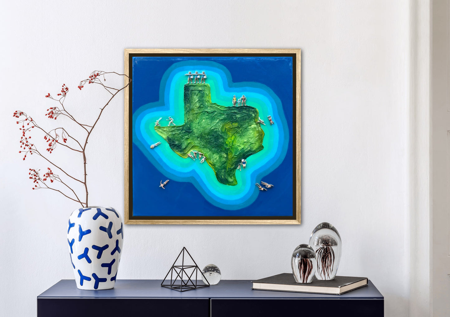 The Island of Texas 12x12in Original Framed