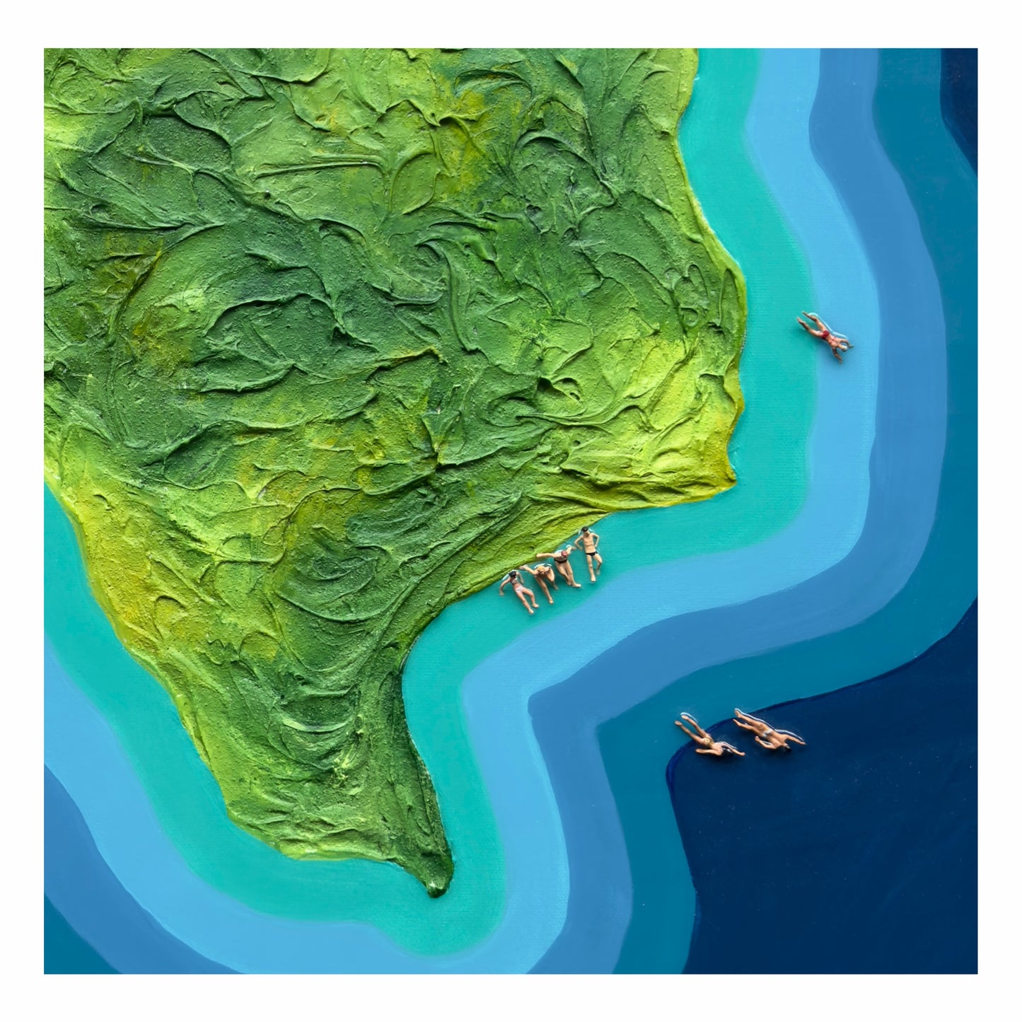 The Island of Texas 24x24in Original Framed