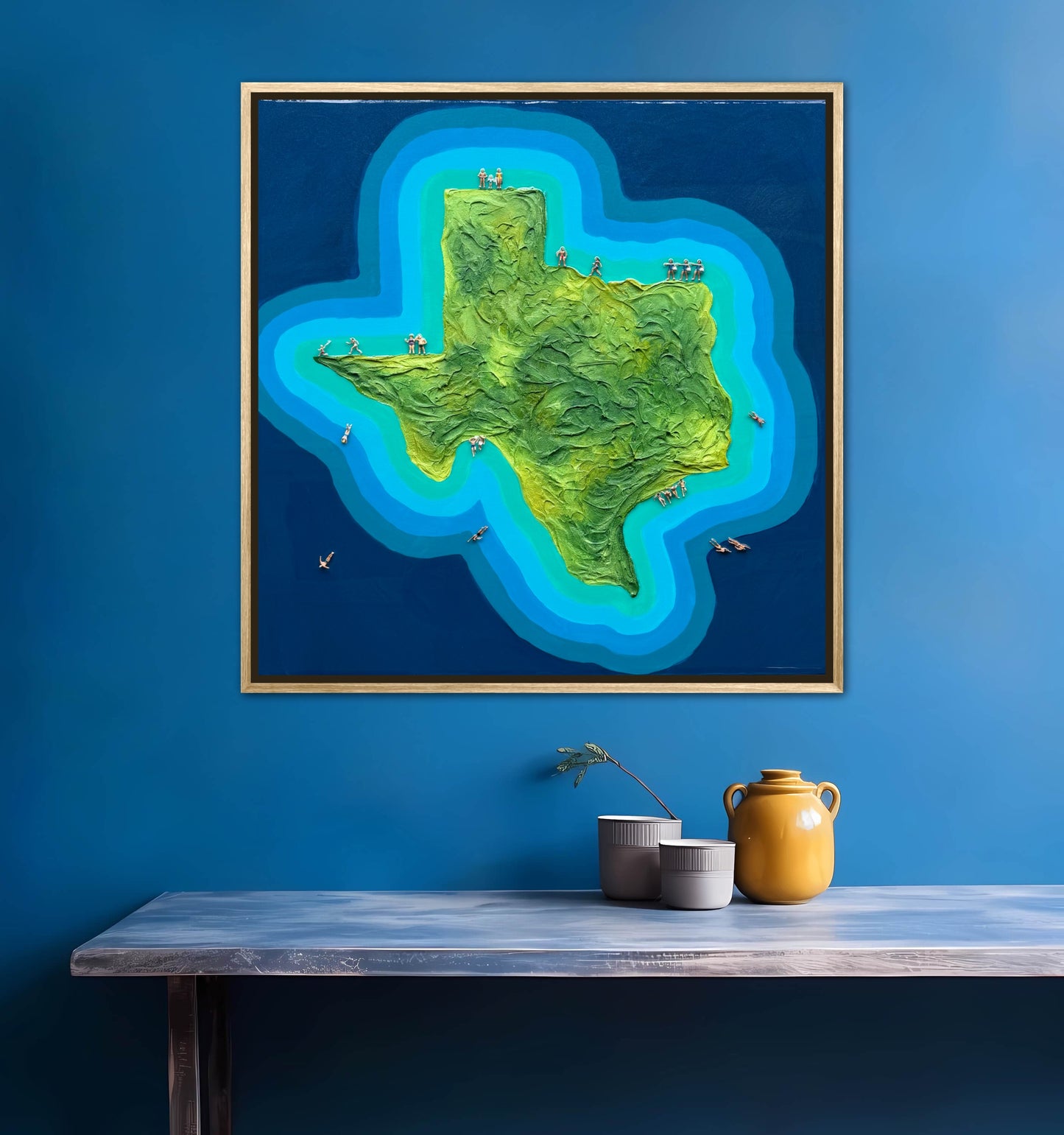 The Island of Texas 24x24in Original Framed