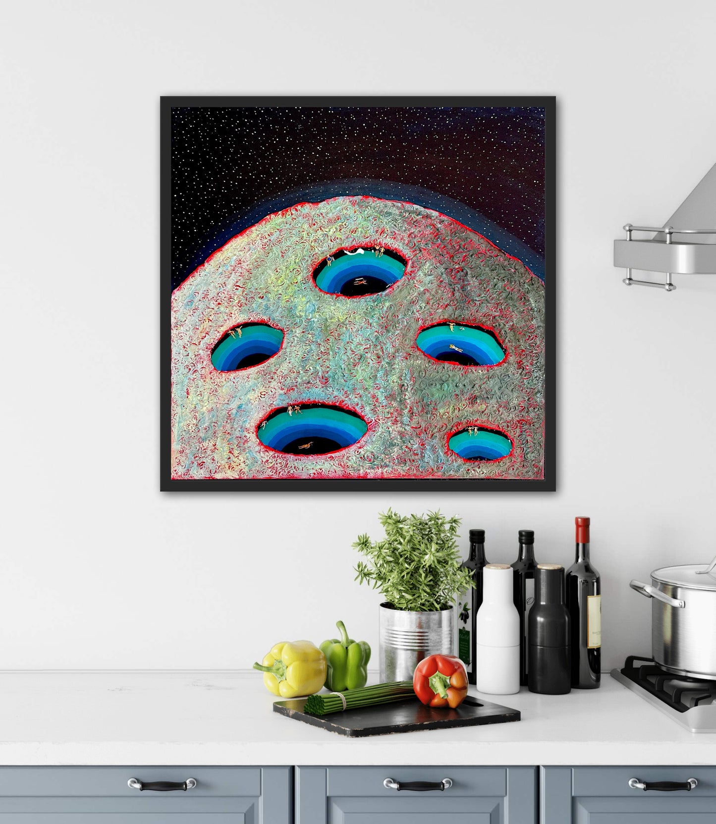 Vacation on Mars 24x24in Original Framed - Featured in Colossal Magazine