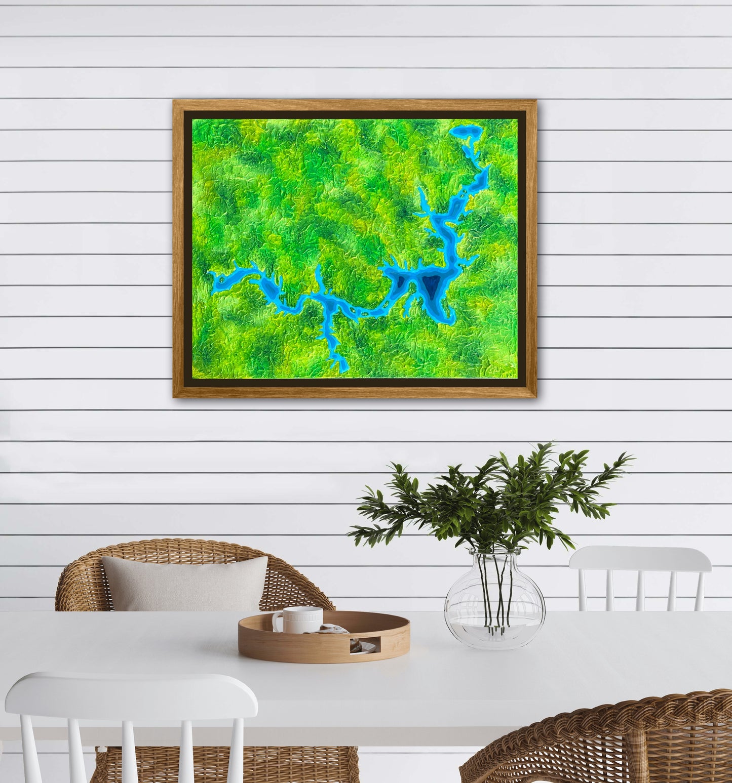 Lake Texoma, Texas - 16x20 Fine Art Map made with Acrylic & Resin on Canvas