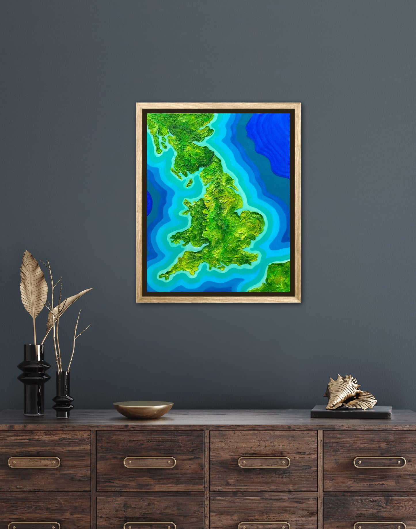 England 🏴󠁧󠁢󠁥󠁮󠁧󠁿🇬🇧 - 16x20 Fine Art Map made with Acrylic & Resin on Canvas