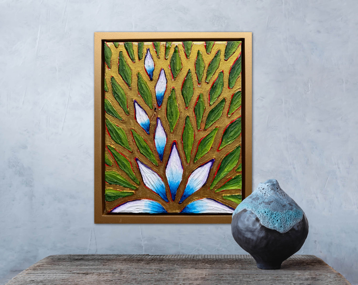 The Golden Path - 8x10in Mixed Media; Sand, Acrylic & Resin on Canvas Framed