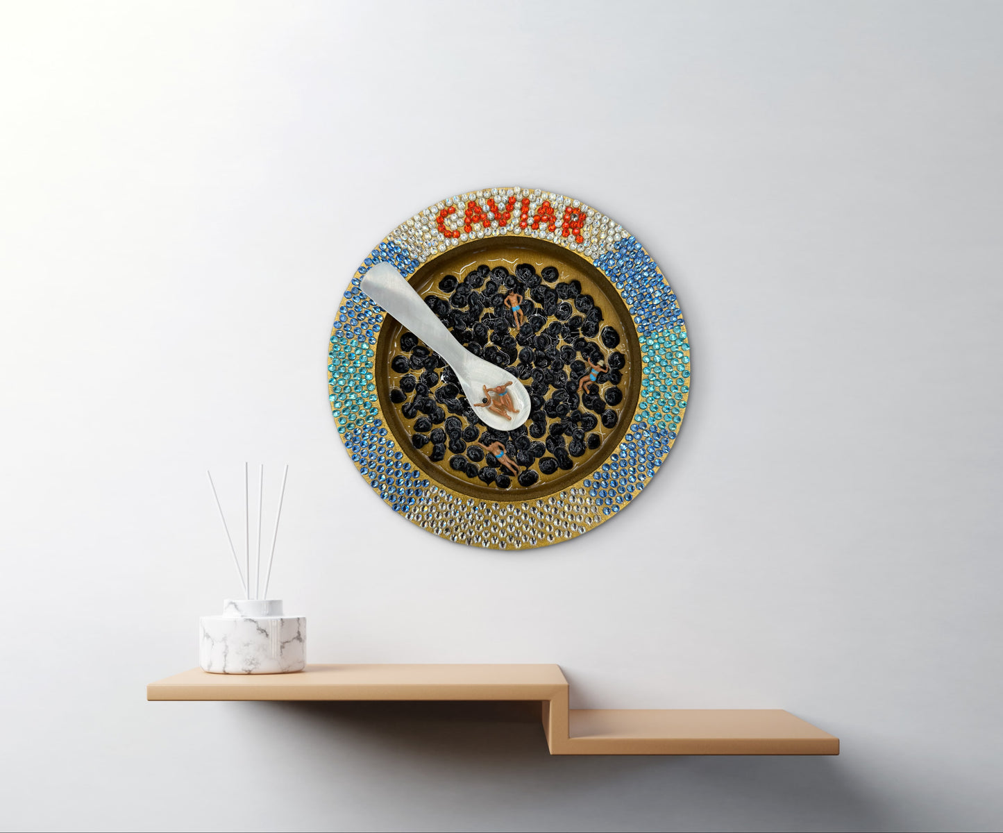 Caviart: Caviar State of Mind 6x6in Mixed Media Original Art