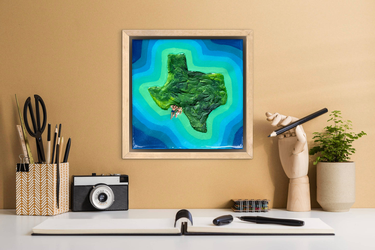 The Island of Texas: Just Us 6x6 Original Framed