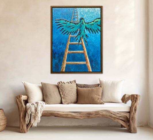 I Gave Myself Permission to Fly - 30x40in Mixed Media; Sand, Acrylic & Resin on Canvas Framed