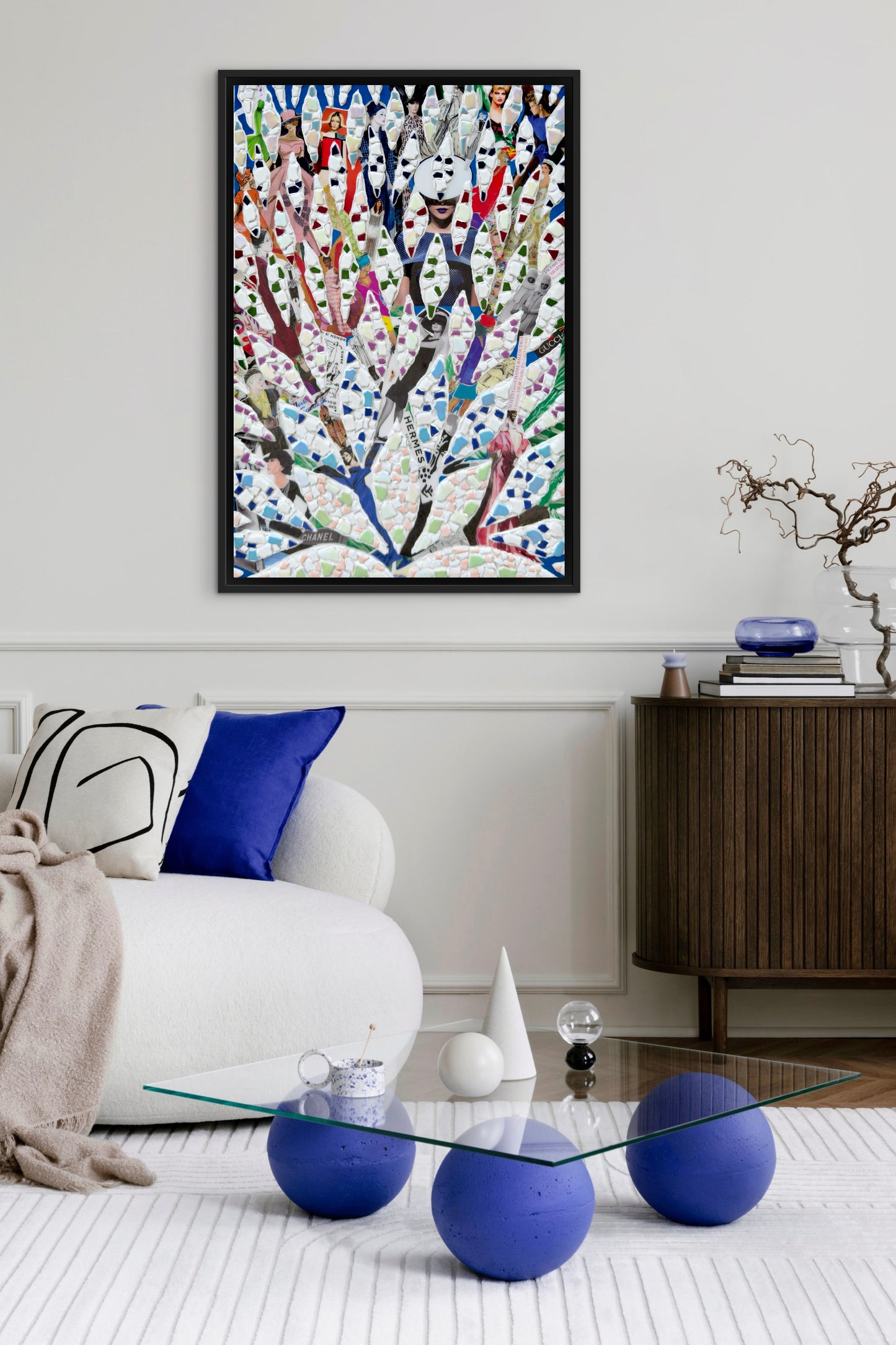 The Path to Luxury: A Century of Visionary Fashion - 24x36in Mixed Media; Sand, Acrylic & Resin on Canvas Framed
