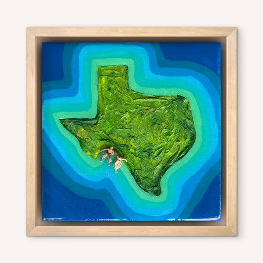 The Island of Texas: Just Us 6x6 Original Framed