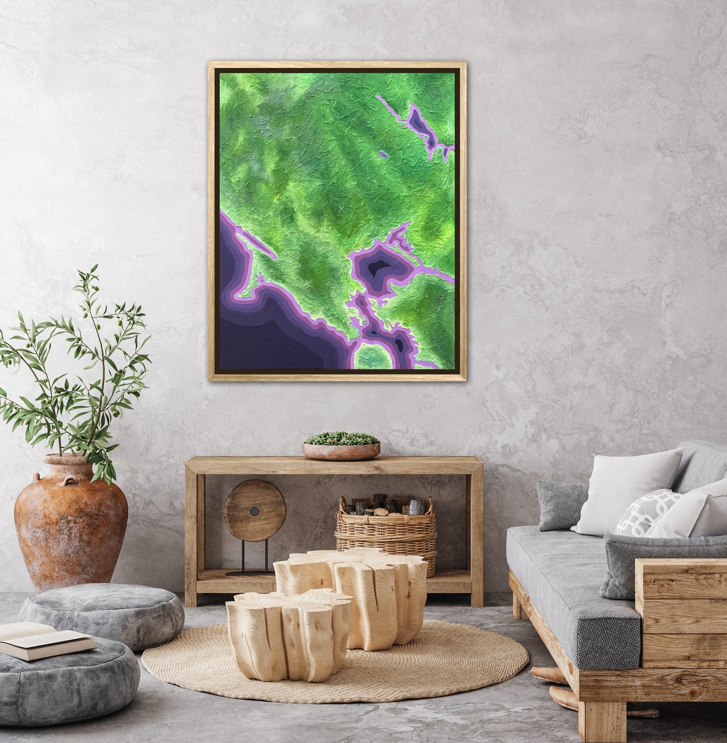 California Wine Country - 24x30in Fine Art Map made with Acrylic & Resin on Canvas Framed