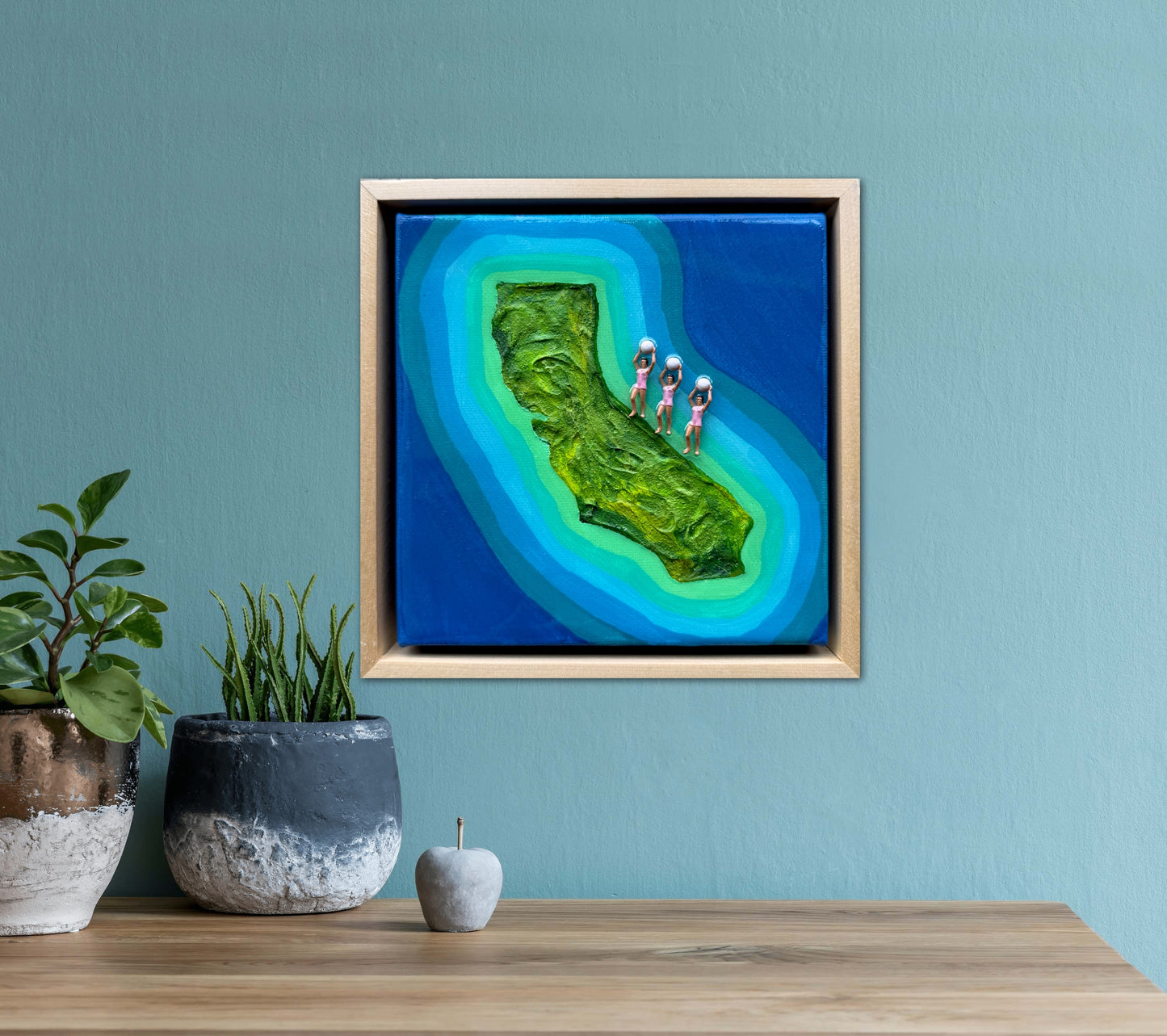 The Island of California: Girls Just Wanna Have Fun 6x6 Original Framed