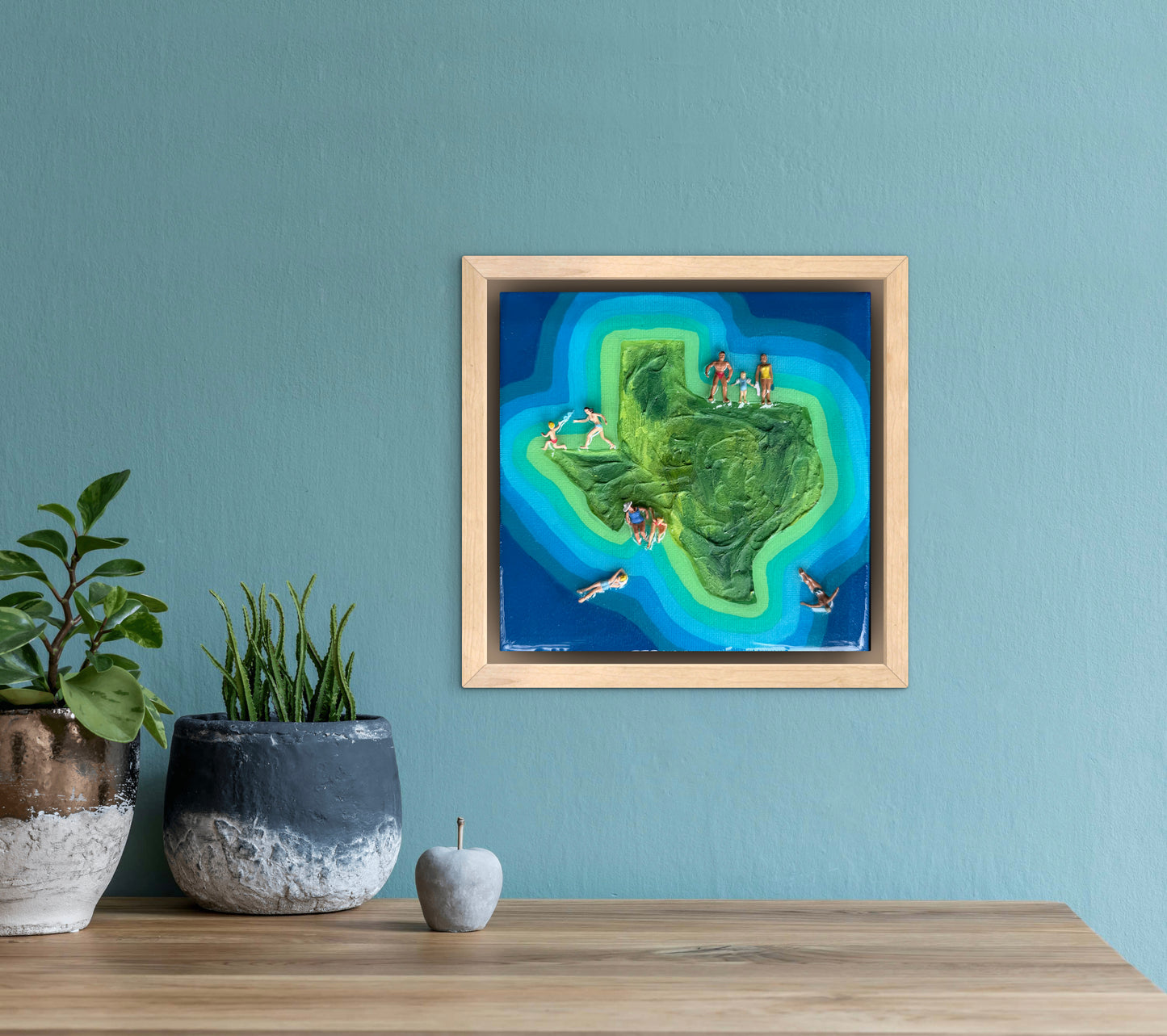 The Island of Texas: Better Together 6x6 Original Framed