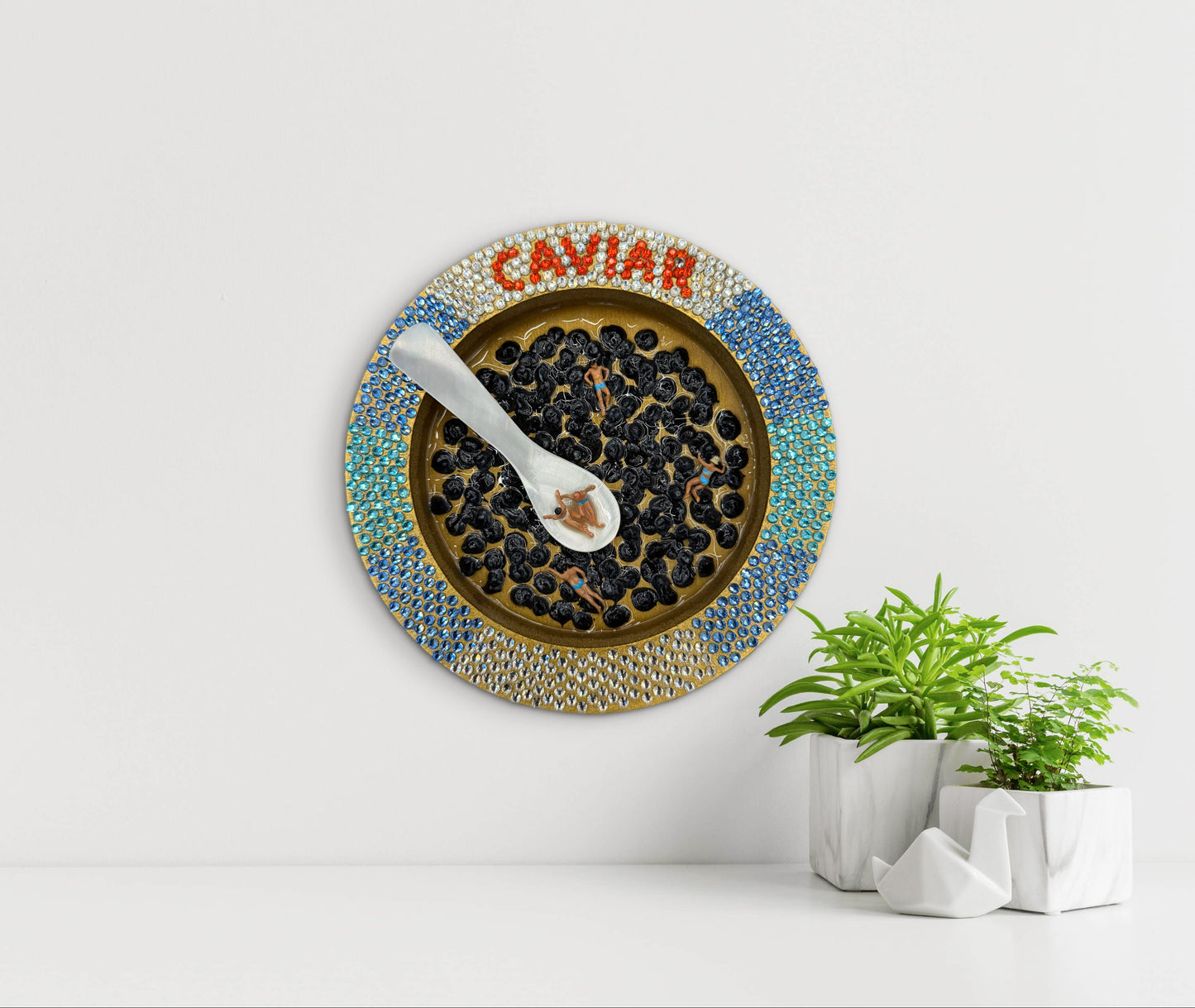 Caviart: Caviar State of Mind 6x6in Mixed Media Original Art