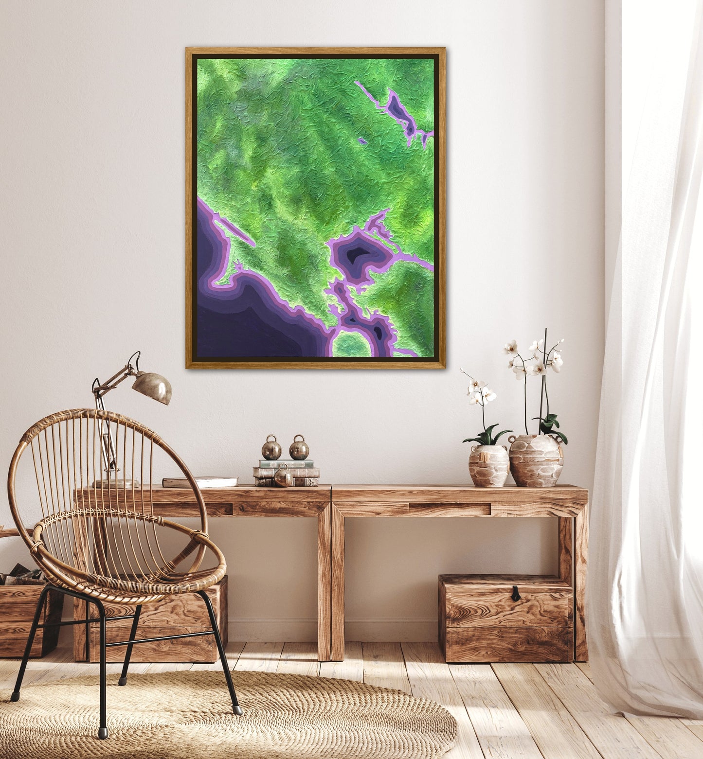 California Wine Country - 24x30in Fine Art Map made with Acrylic & Resin on Canvas Framed